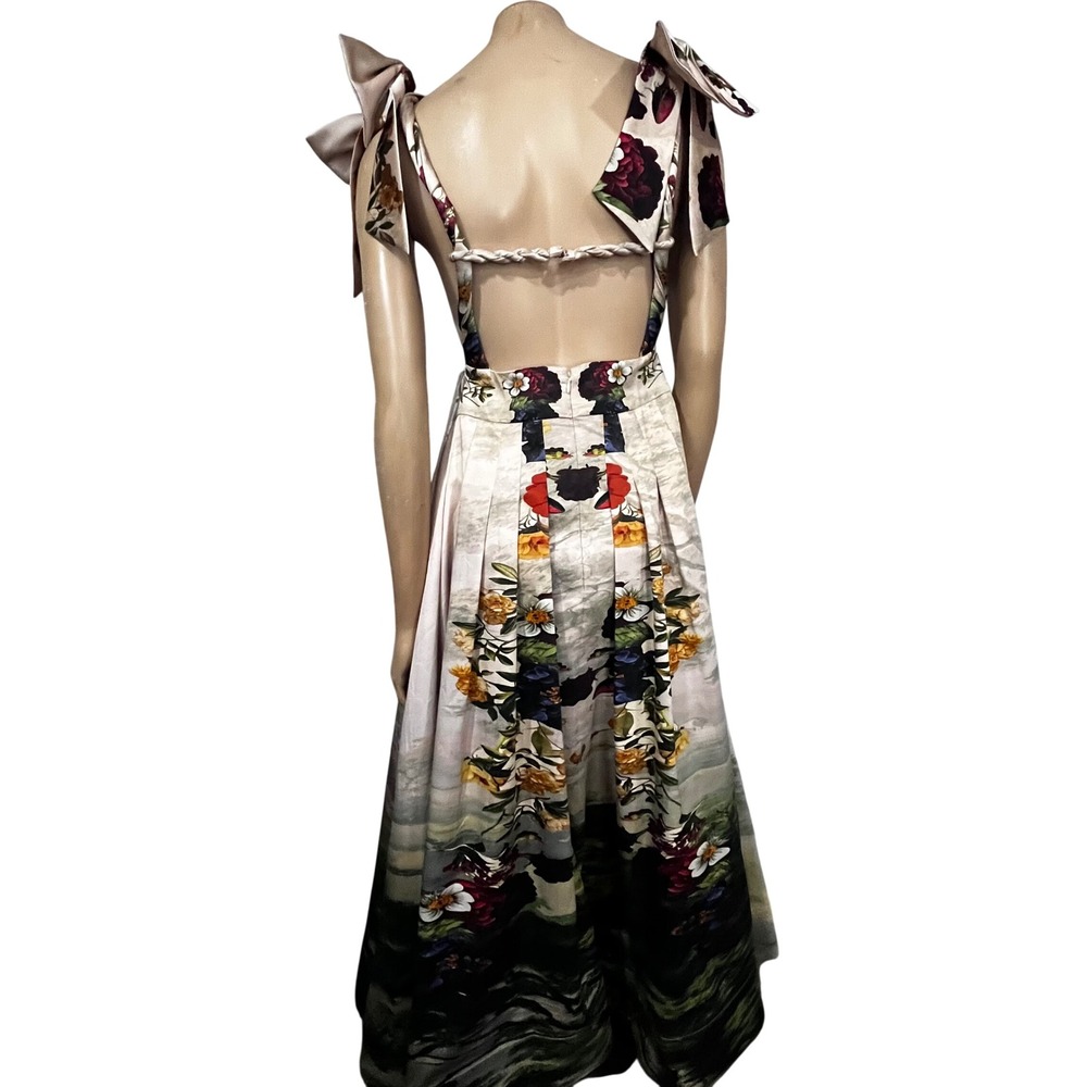 Alice + Olivia Forbidden Forest Floral Satin Maxi Gown Dress | Size 14 - Picture 3 of 7
